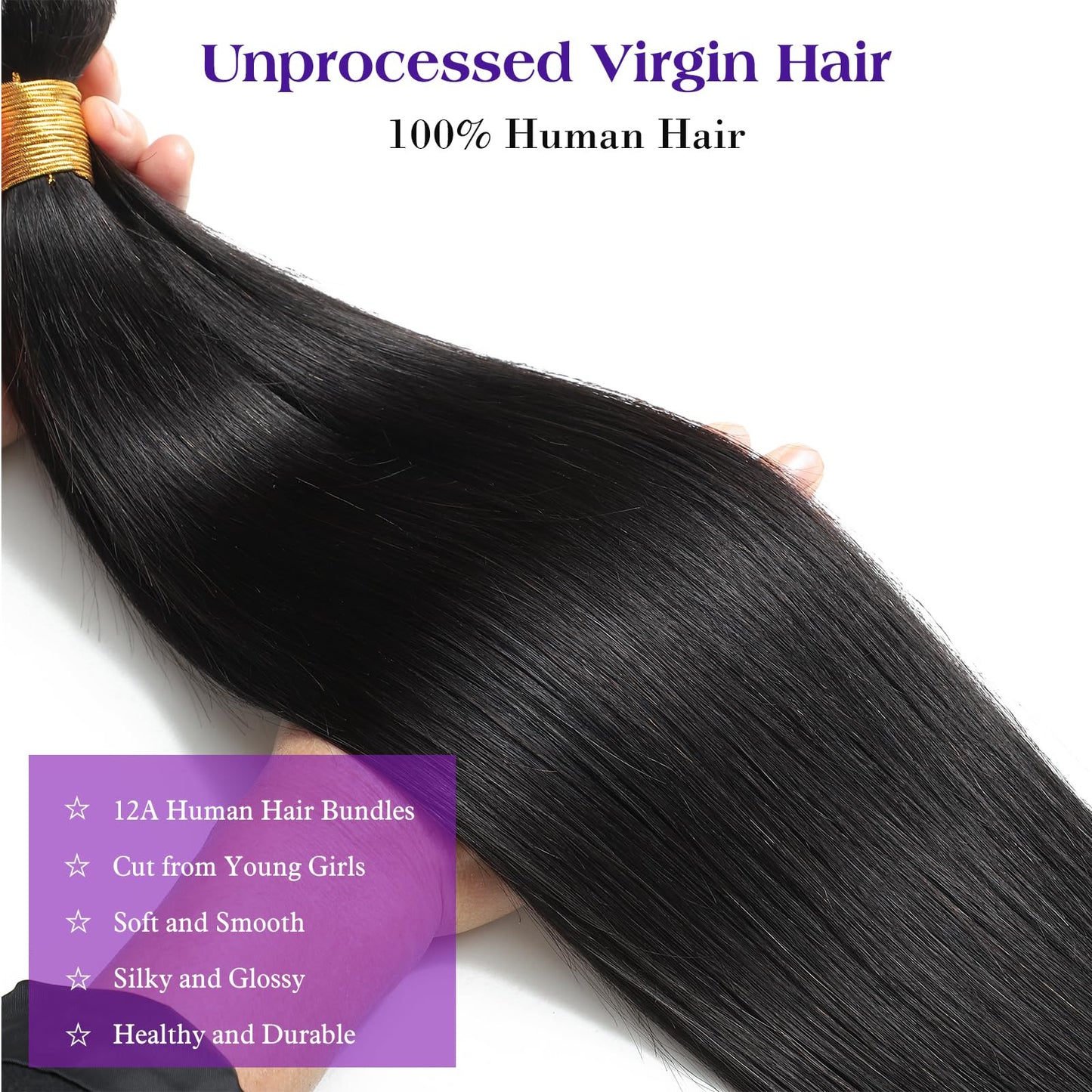 12A Straight Bundles Human Hair 20 Inch Brazilian Virgin Hair Single Human Hair Bundles Soft Glossy Sew In Hair Extensions For Black Woman
