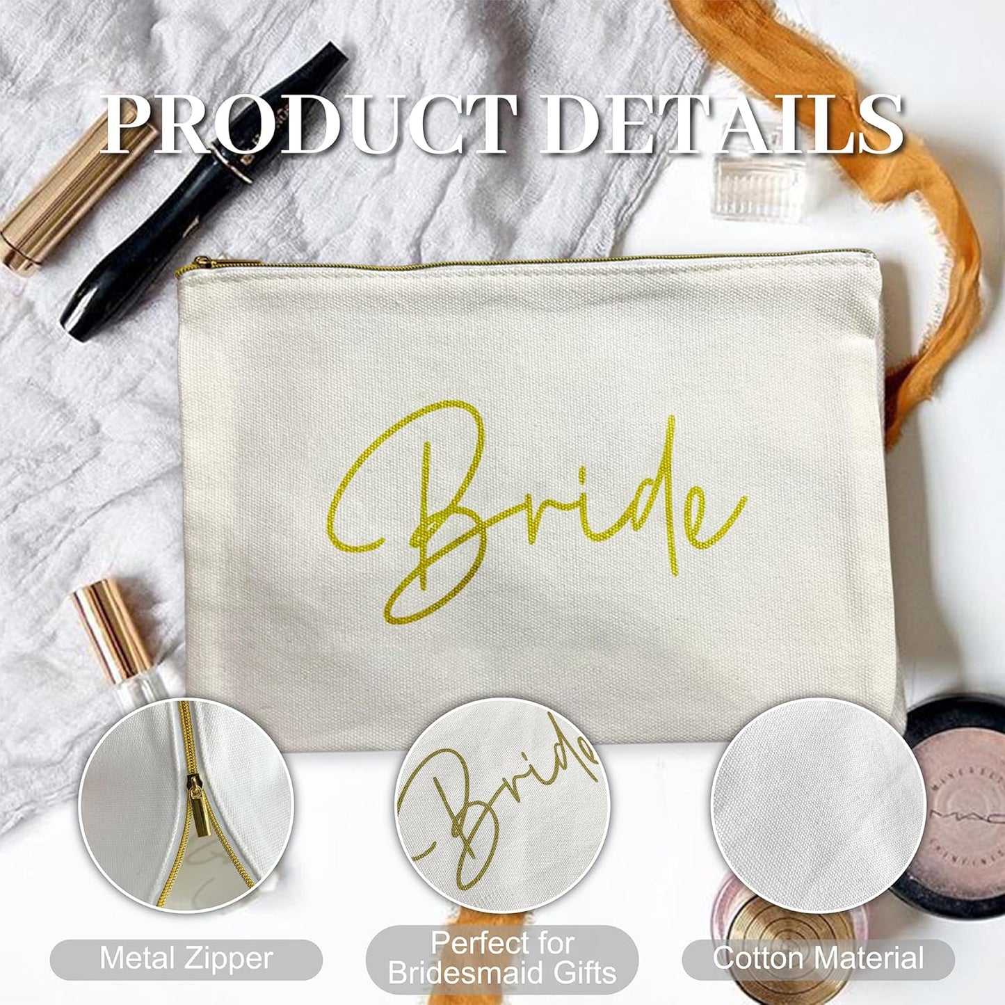 Bridesmaid Makeup Bag - Team Bride Cosmetic Organizer for Wedding Party | Perfect Bridal Shower Gift