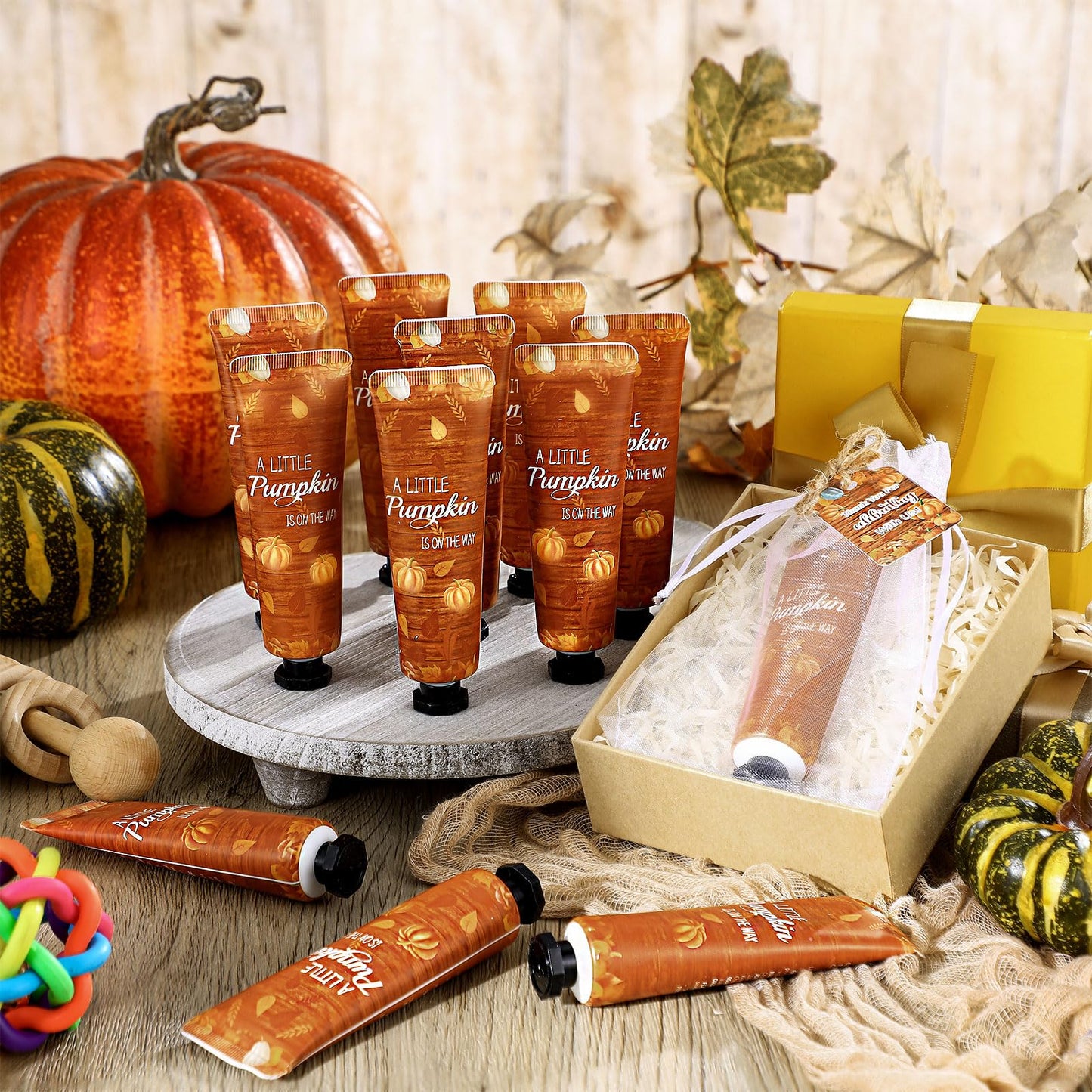 Dansib 48 Sets Thanksgiving Fall Hand Cream Bulk a Little Pumpkin Baby Shower Hand Cream Gifts Baby Shower Party Favors for Guests Travel Size Lotion for Autumn Party Supplies(Little Pumpkin)