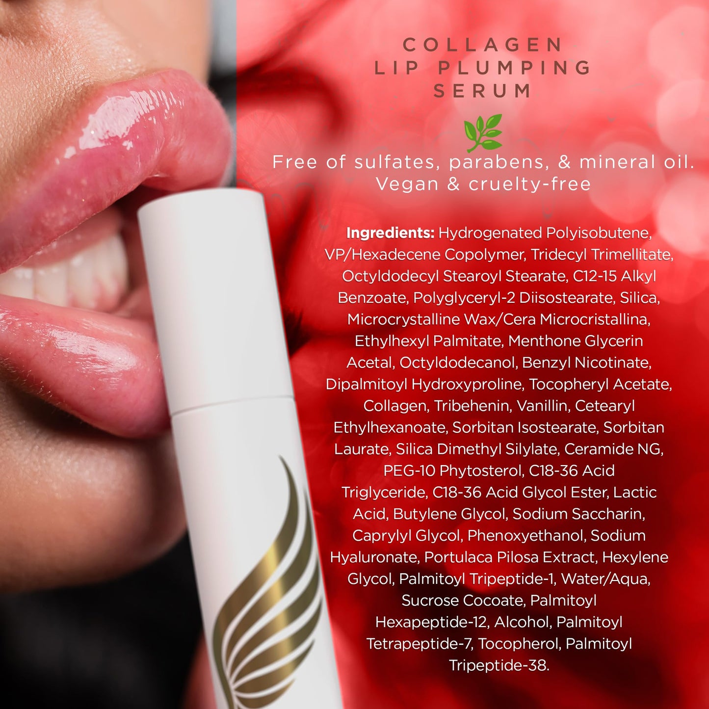 Bella Grace Vegan Collagen Lip Plumper Serum, Vitamin E, Peptides, Hydrating Lip Care Fuller Plumper Looking Lips, Supports Wrinkles, Fine Lines, Elasticity, Paraben, Sulfate & Cruelty Free, 0.1 fl oz