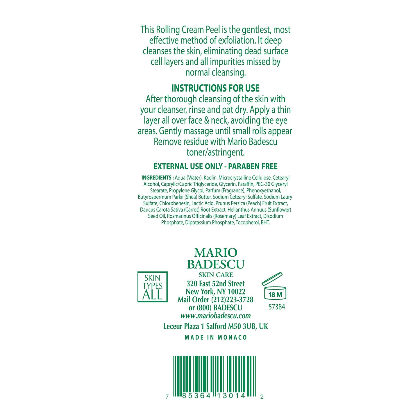 Mario Badescu Rolling Cream Peel for AHA for All Skin Types | Face Treatment with Lactic Acid & Kaolin | Visibly Improves Uneven Skin Texture | 2.5 Fl Oz