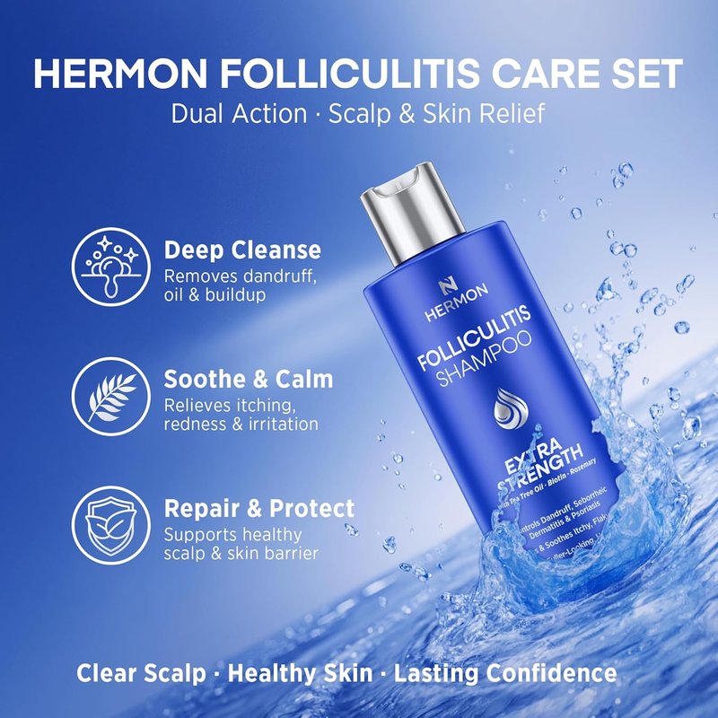 Folliculitis Treatment - Effective Cream & Shampoo for Scalp Relief | 8 oz