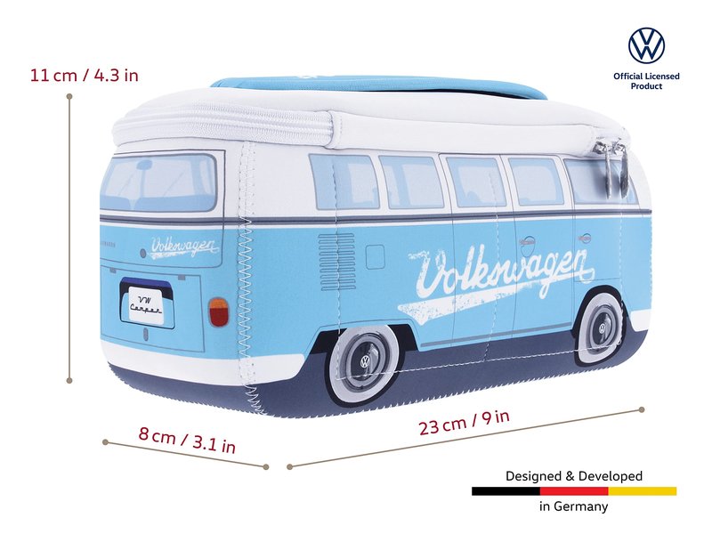 BRISA VW Collection - Volkswagen Neoprene Universal Makeup Cosmetics Toiletry Travel Pharmacy Bag in T1 Bus Design (Turquoise) (Small (9.1 x 4.3 x 3.1 inches))