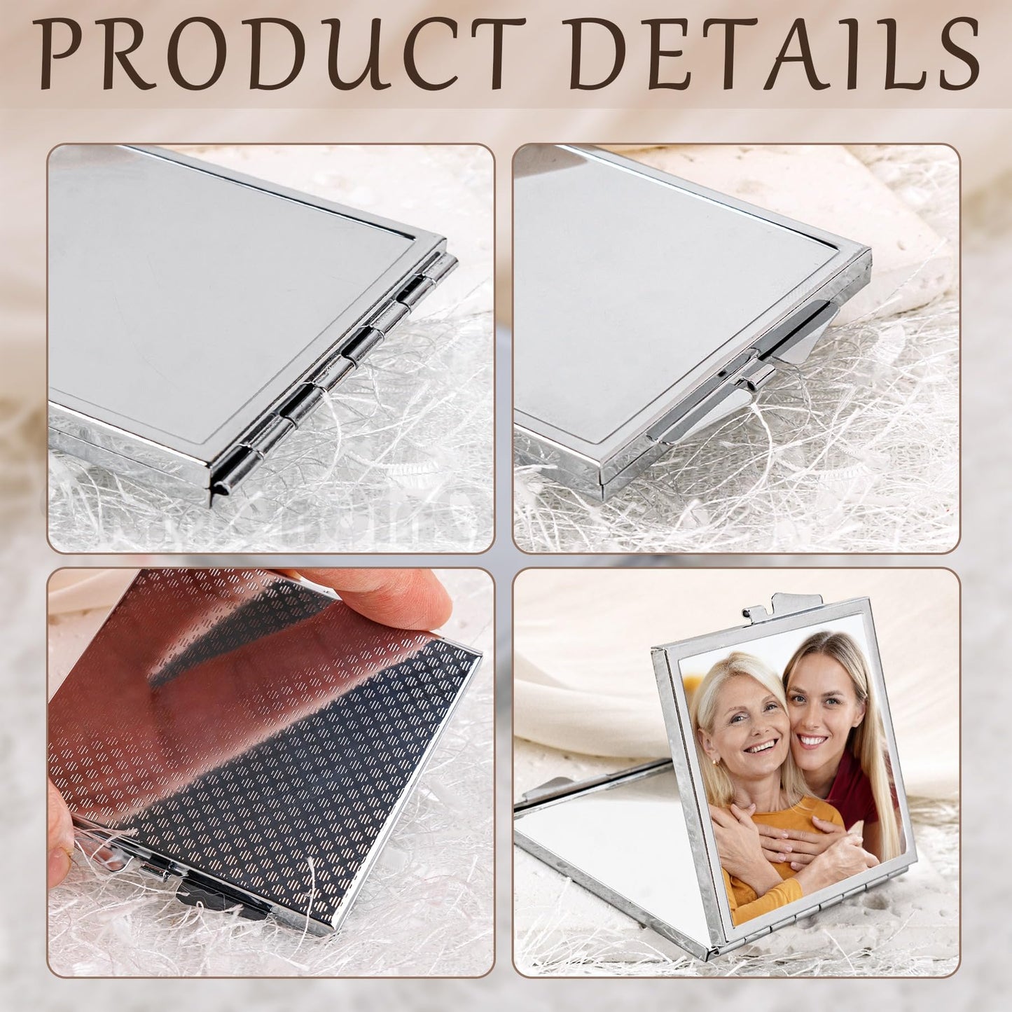 Framendino, 12 Pack Square Sublimation Compact Mirror Blanks Portable Pocket Folding Mirrors for Women
