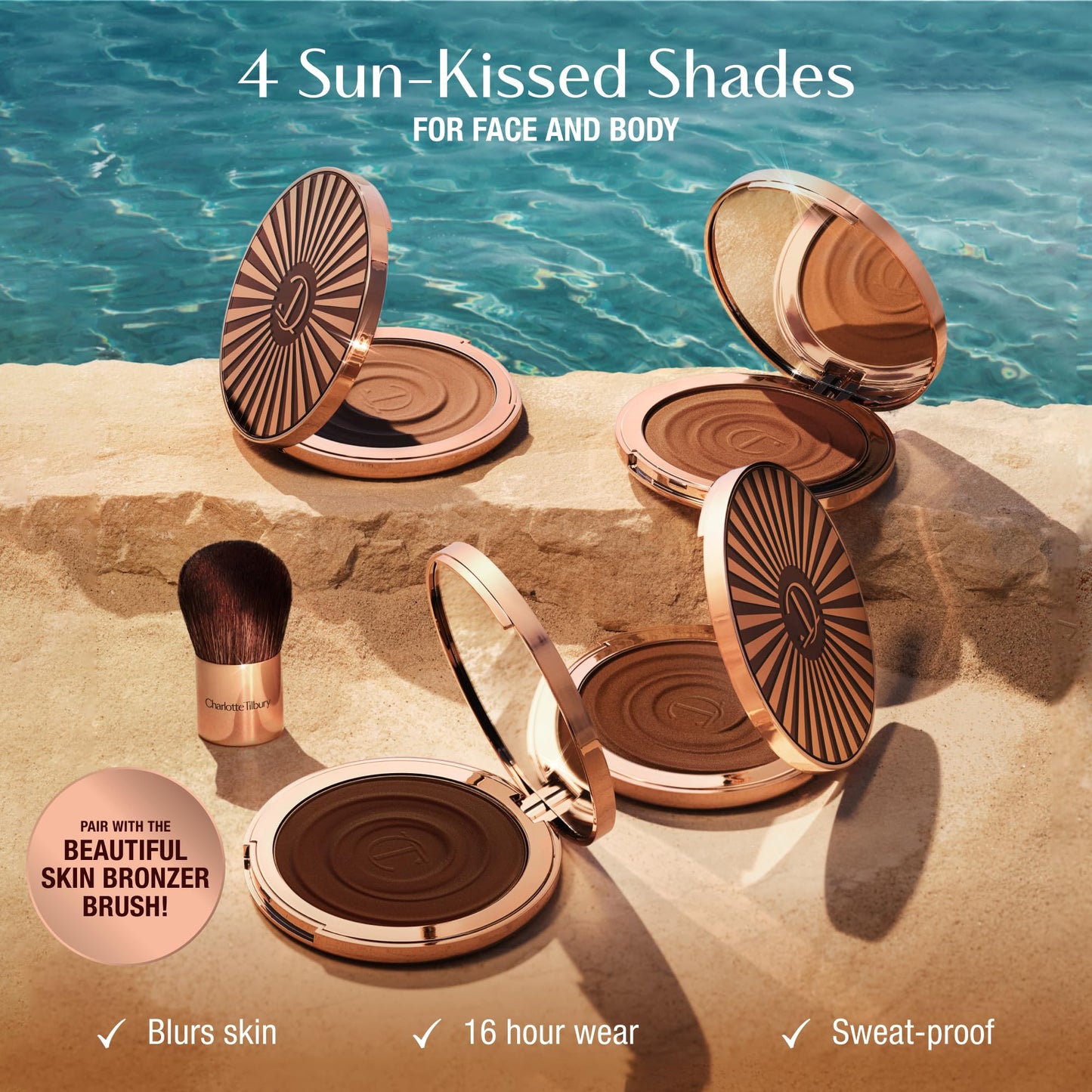 Charlotte Tilbury Beautiful Skin Face Makeup & Body Cream Bronzer - Hydrating Hyaluronic Acid & Pro Vitamin D3 to Blur for a Sun-Kissed Glow - Up to 16Hr Wear, Sweat & Humidity Proof - 3 Tan