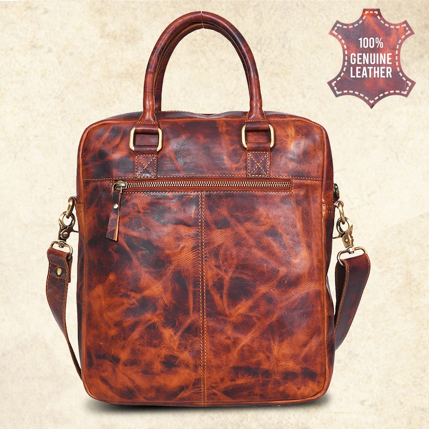 VALENCHI Leather Messenger Bag For Men - Laptop Messenger Briefcase & Shoulder Bag-Office, Work, Travel