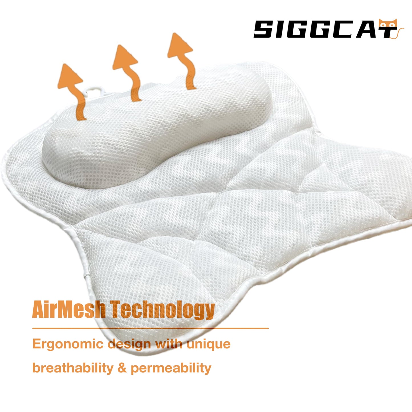 Bath Pillows for Tub, Bath Pillow Luxury Bathtub Pillow for Head and Neck Support, Soft Air Mesh Bath Tub Pillow with Non Slip Suction Cups,Great Gifts Bathtub Accessories,White