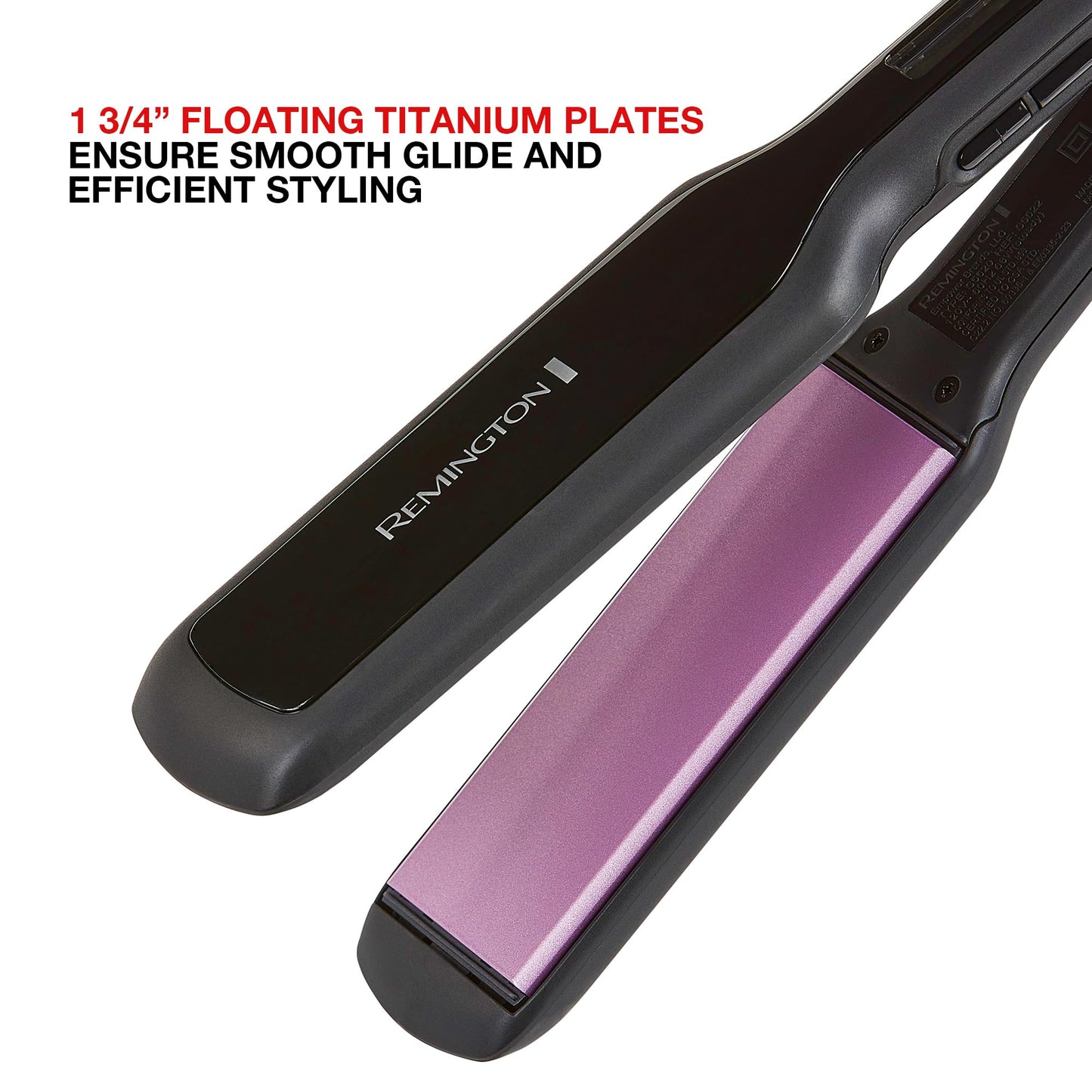 Remington 1 3/4" Flat Iron, Hair Straightener with Anti-Static Technology, 30-Second Heat Up & 60 Minute Auto Shut-off, 30% Longer Ceramic Floating Plates, Titanium + Ceramic Coating
