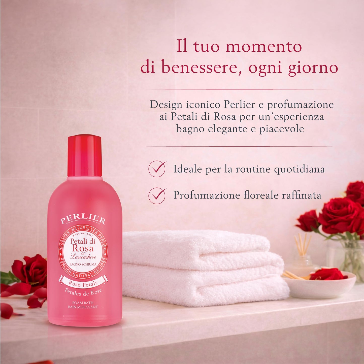 Perlier Petali Di Rosa Bagnoschiuma Body Wash 500 ml 16.9 fl. oz. Made in Italy [Italian Import]