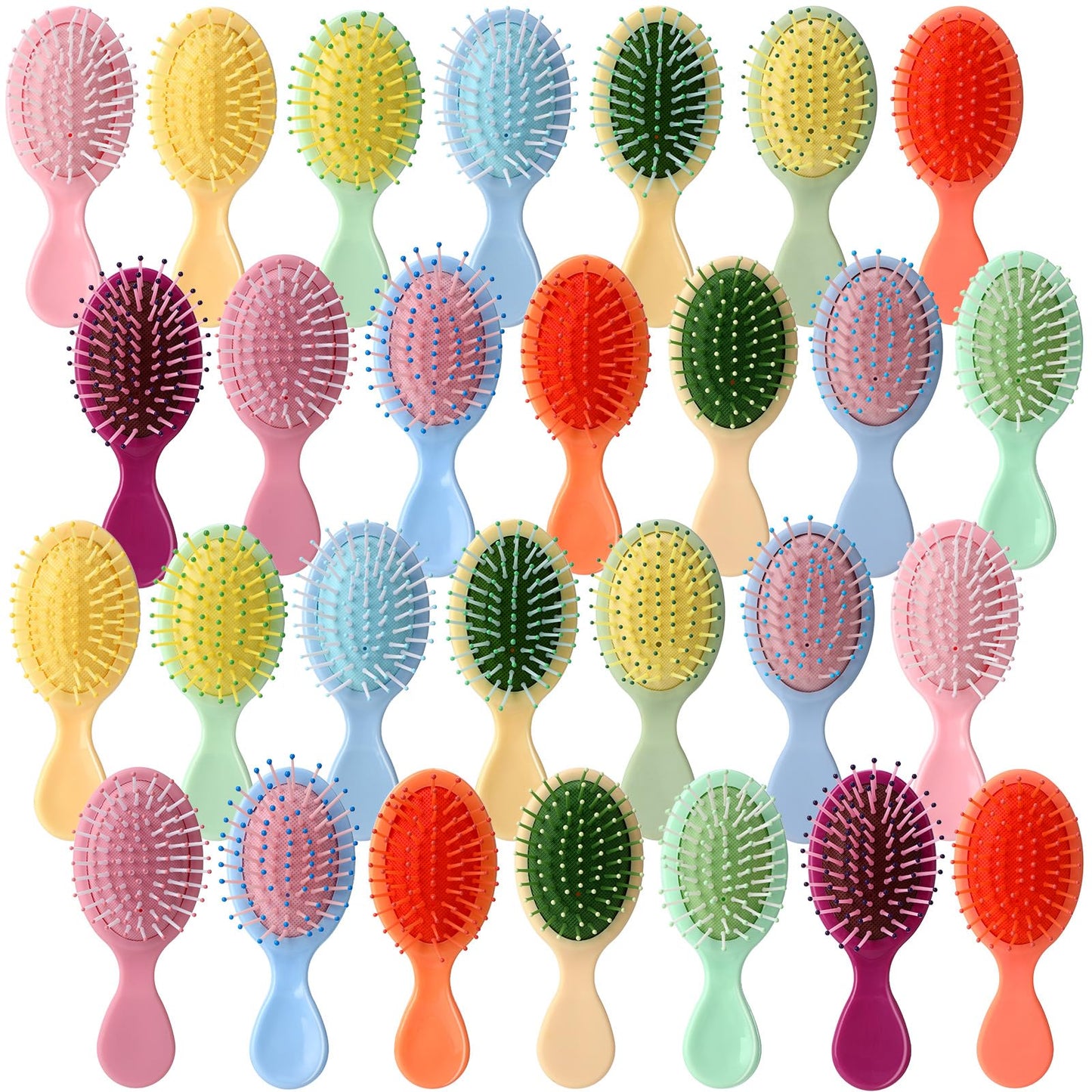 Zopeal 28 Pcs Kids Gifts Wet Hair Mini Brush Travel Hygiene Supplies Bulk Girl Back to School Small Pocket Summer Camp Hairbrush Detangler Soft Bristle Bridesmaid Party Favor(14 Colors)