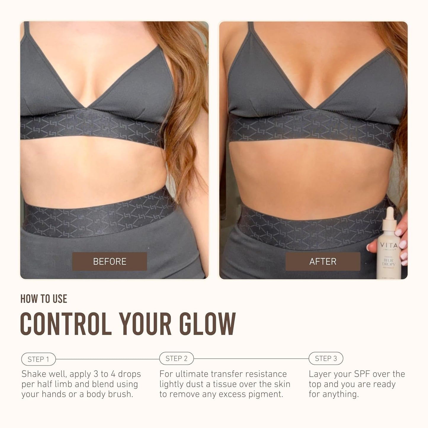 VITA LIBERATA Everyday Body Blur Drops - Medium Tanning Drops for Matte Satin Finish | 1.59 Fl Oz