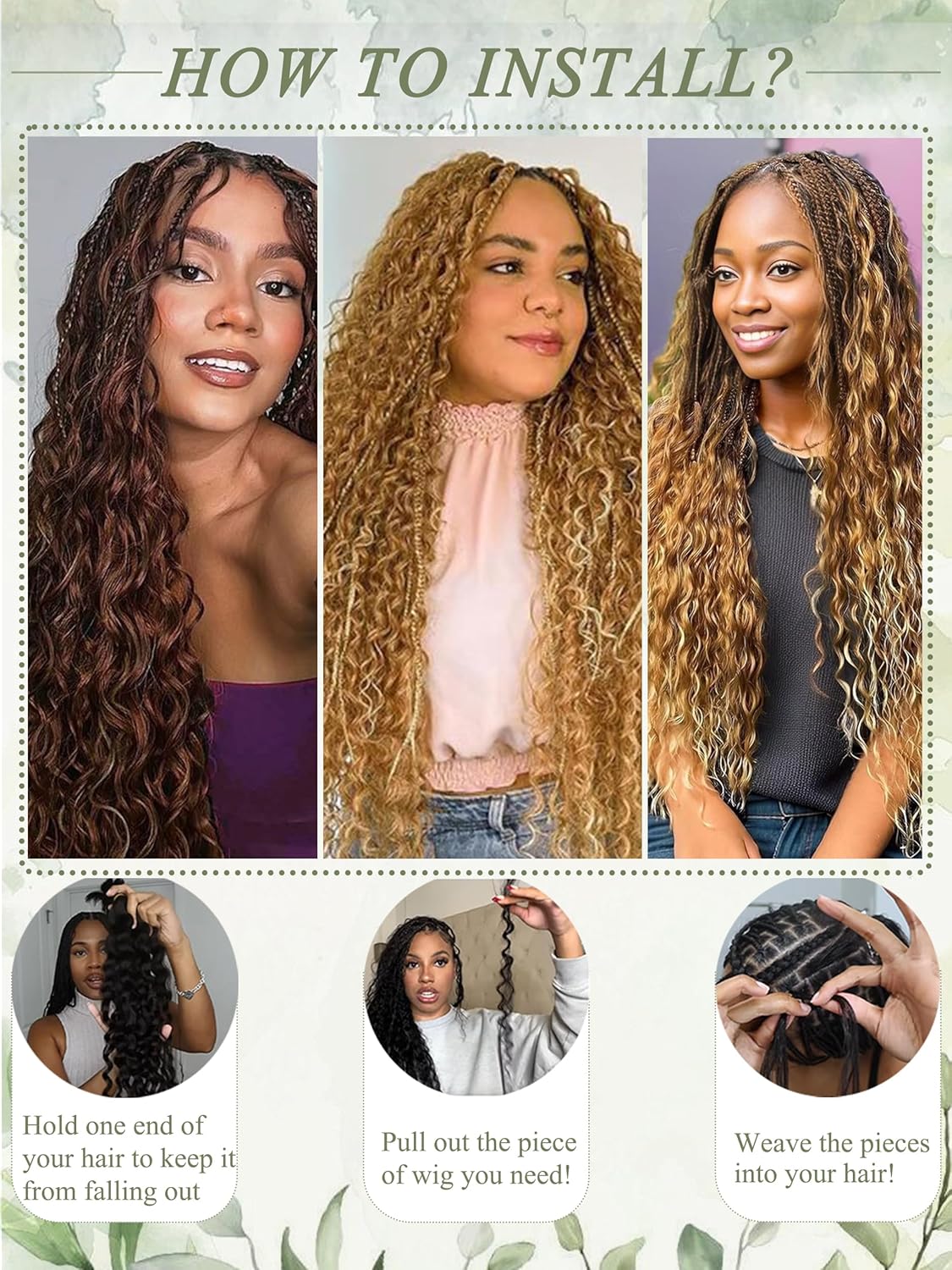 Blonde Human Braiding Hair - 18 Inch Deep Wave Boho Braids | 100g 4 Bundles, No Weft, Color 27