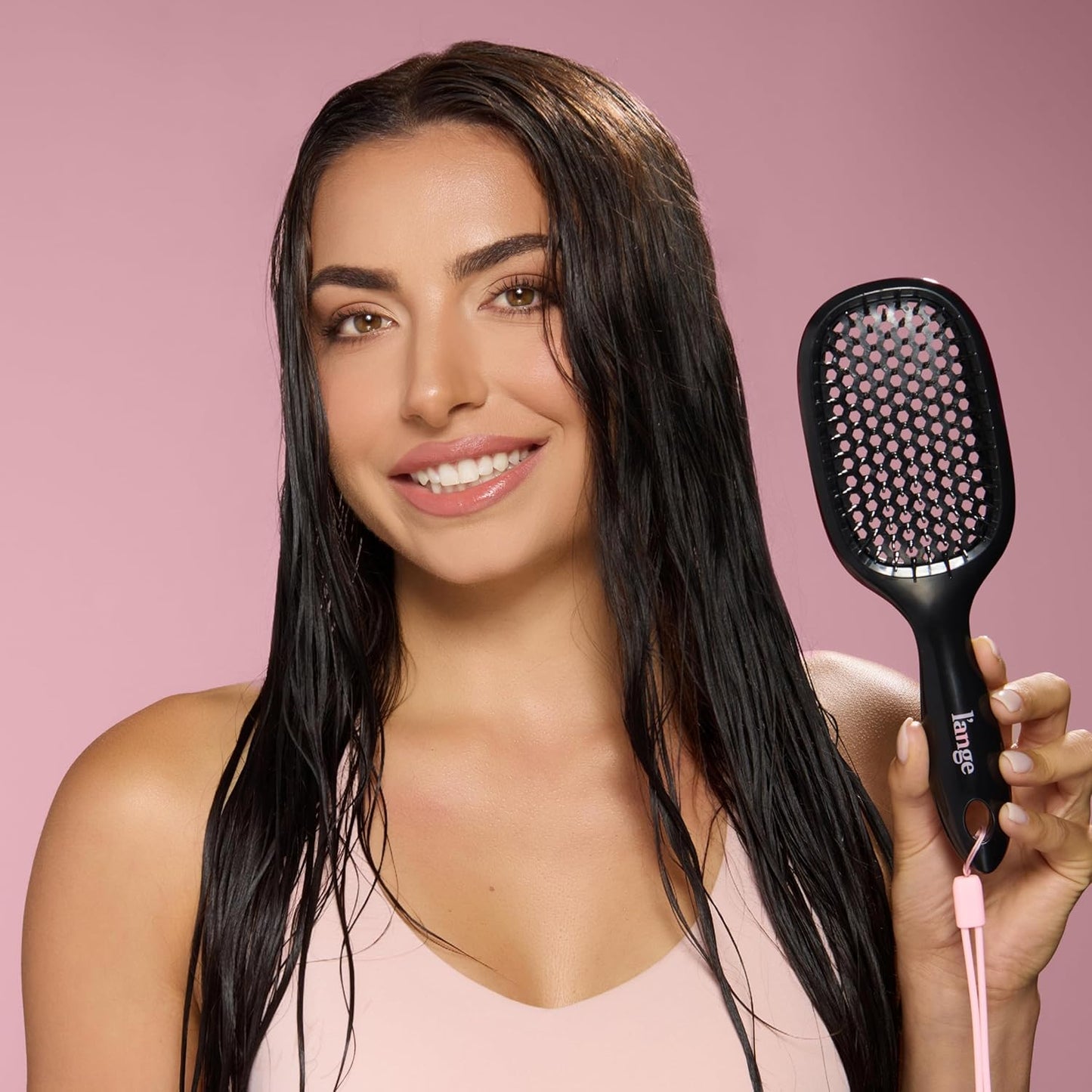 L'ANGE HAIR Detangling Vented Brush - Flexible Bristles for Wet/Dry Hair | Ergonomic Design for All Hair Types (Black)