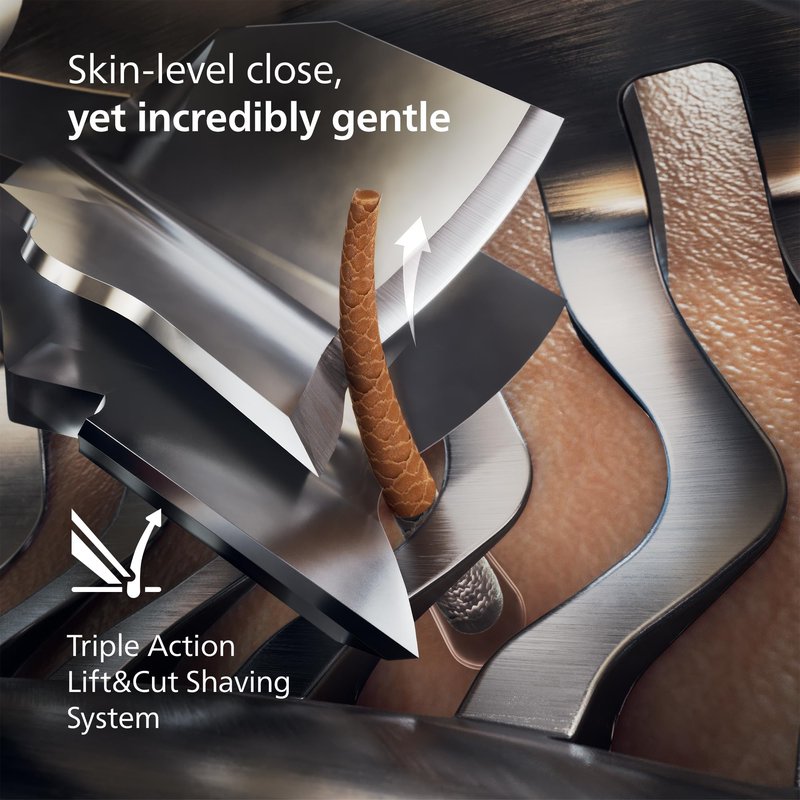 Philips Norelco Shaver i9000, Wet & Dry Electric Shaver, Taubenblau, SenseIQ Technology, Triple Lift & Cut System, 360 Rotating Dual SteelPrecision Precision Blades, Beard Styler, Model X9001/91