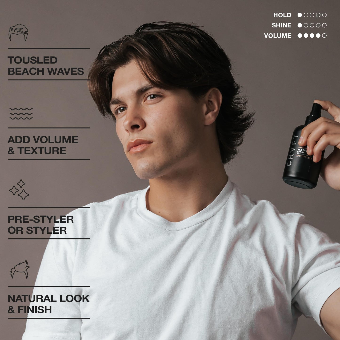 CRVFT Sea Salt Spray 6oz | Light Hold/Natural Finish | Add Volume & Texture | Ideal for All Hair Types & Lengths | Men's Texturizing Surf Spray | Made in the USA | Paraben & Sulfate Free [Scented]