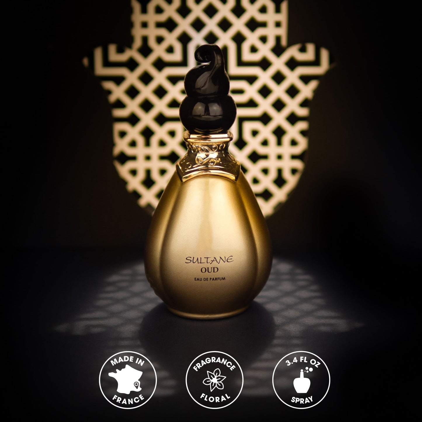 Jeanne Arthes - SULTANE OUD Eau de Parfum - Spray perfume for women - Oriental Scent - Notes of Rose, Saffron, Geranium - Made in France - 3.38 Fl.oz