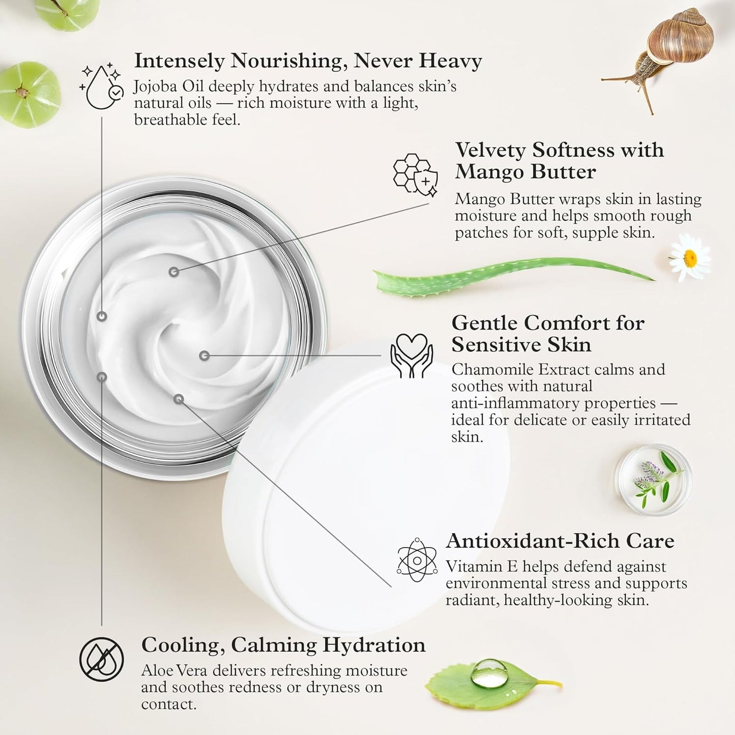 99% Snail Mucin Body Butter - Deep Moisturizing Cream for Blemish Reduction | 8oz | Radiant Skin Repair