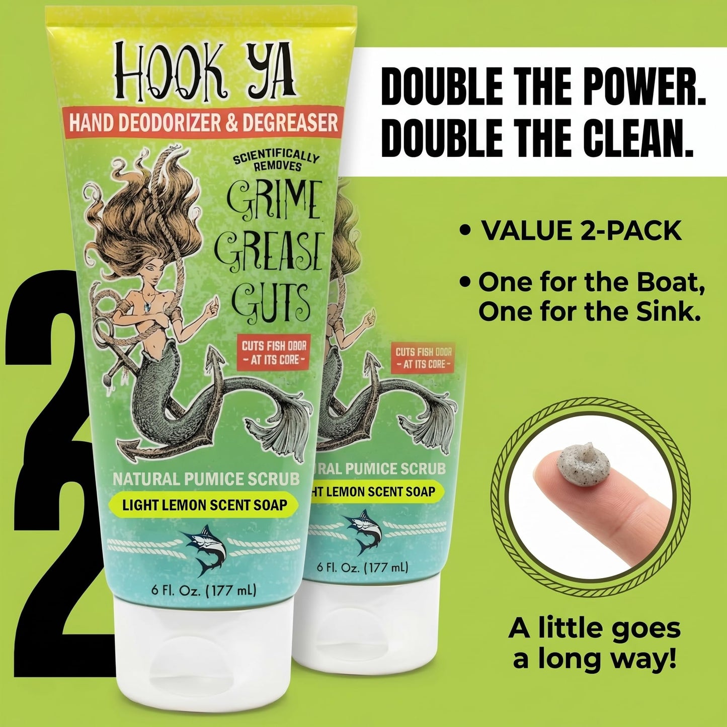 Fishing Hand Soap Fish Smell Remover and Degreaser– Fishing Tool & Essential Fishing Gear for Men – Deodorizing Hand Soap for Anglers, Mechanics, Boat Use & Outdoor Fishing Accessories – 2 Pack 12oz