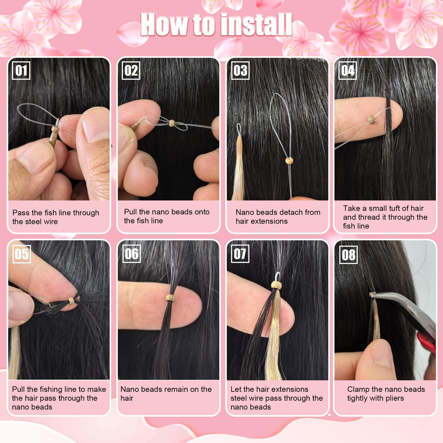 Senmy Microbead Hair Extensions Human Hair 14inch #4/613 Brown mix blond Nano Bead Hair Extensions Human Hair 1g/strand 50g Nano Ring Extensions For Women
