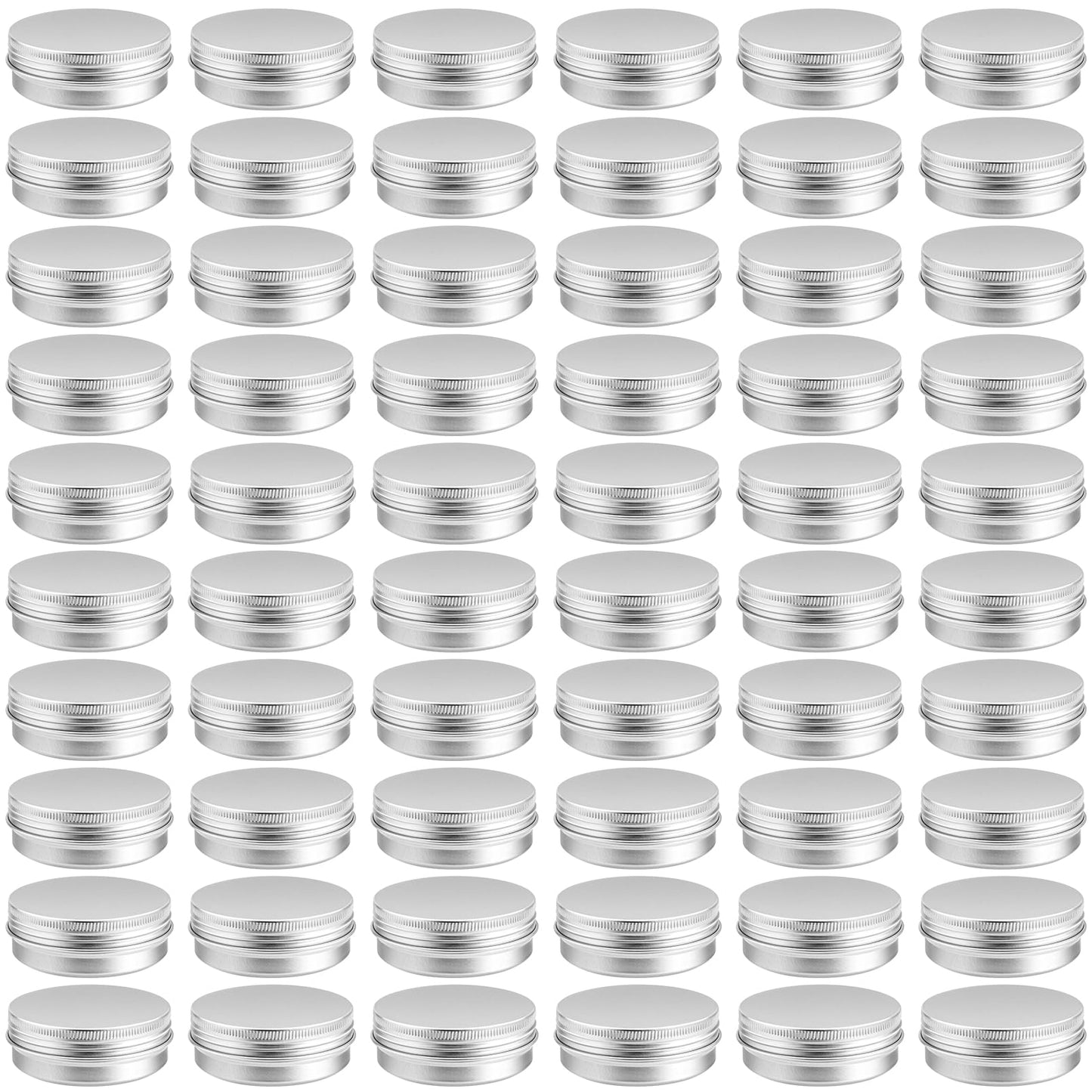 Bgtecho 60 Pack Aluminum Tin Cans, 2oz Metal Tins with Screw Lid, Aluminum Tin Jars, Round Tin Containers, Empty Metal Storage Tins, Small Tins for Lip Balm Cosmetic Lotion Bars Salve Spices Candles