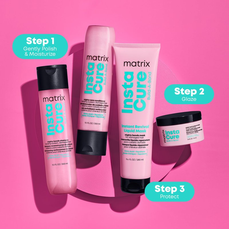 MATRIX Instacure Build-A-Bond Mighty Bonds Shampoo - Bond Repair For Very Damaged Hair, Strengthens, Smooths & Softens with Citric Acid & Squalane, Vegan, Sulfate-Free, Paraben-Free, 10.1 Fl Oz