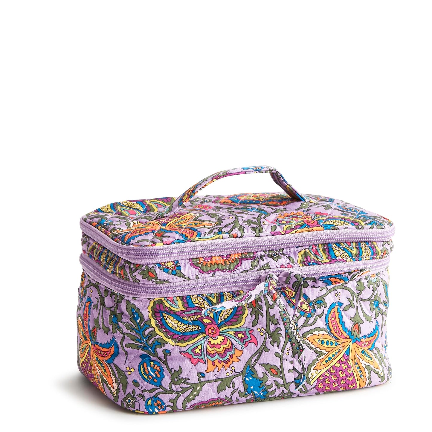 Vera Bradley Women's Premium Cotton Brush Up Cosmetic Case, Colorful Bouquet, One Size