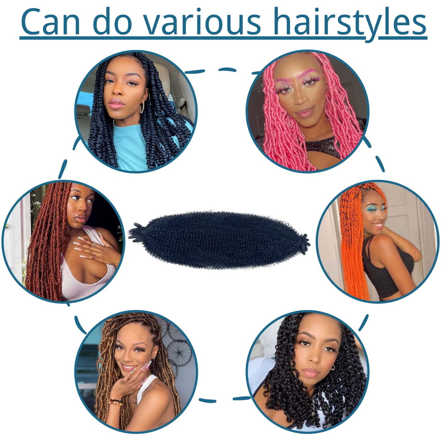 Springy Afro Twist Hair 36 Inch 8 Packs 1B Marley Hair Pre-fluffed Spring Twist Hair Twisted Up Kinky Twist Cuban Twist Crochet Hair Pre-separated Braiding Hair For Black Women (36inch, 1b, 8packs)