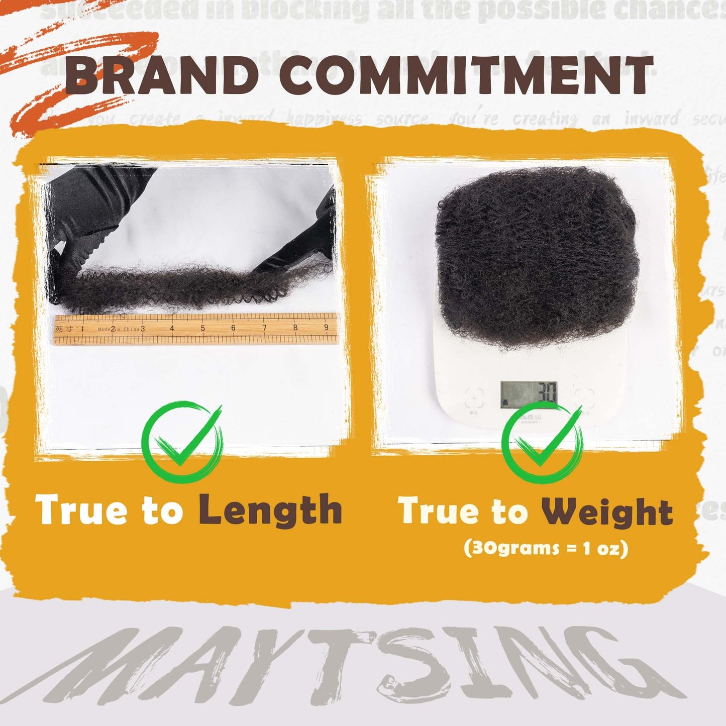 Maytsing Afro Kinkys Bulk 100% Human Virgin Hair - 8inch,3oz/90g,Natural Black - 4C Texture - for Dreadlocks, Loc Repair, Twists, Braids - Can Be Bleached and Dyed to Honey Blond Color