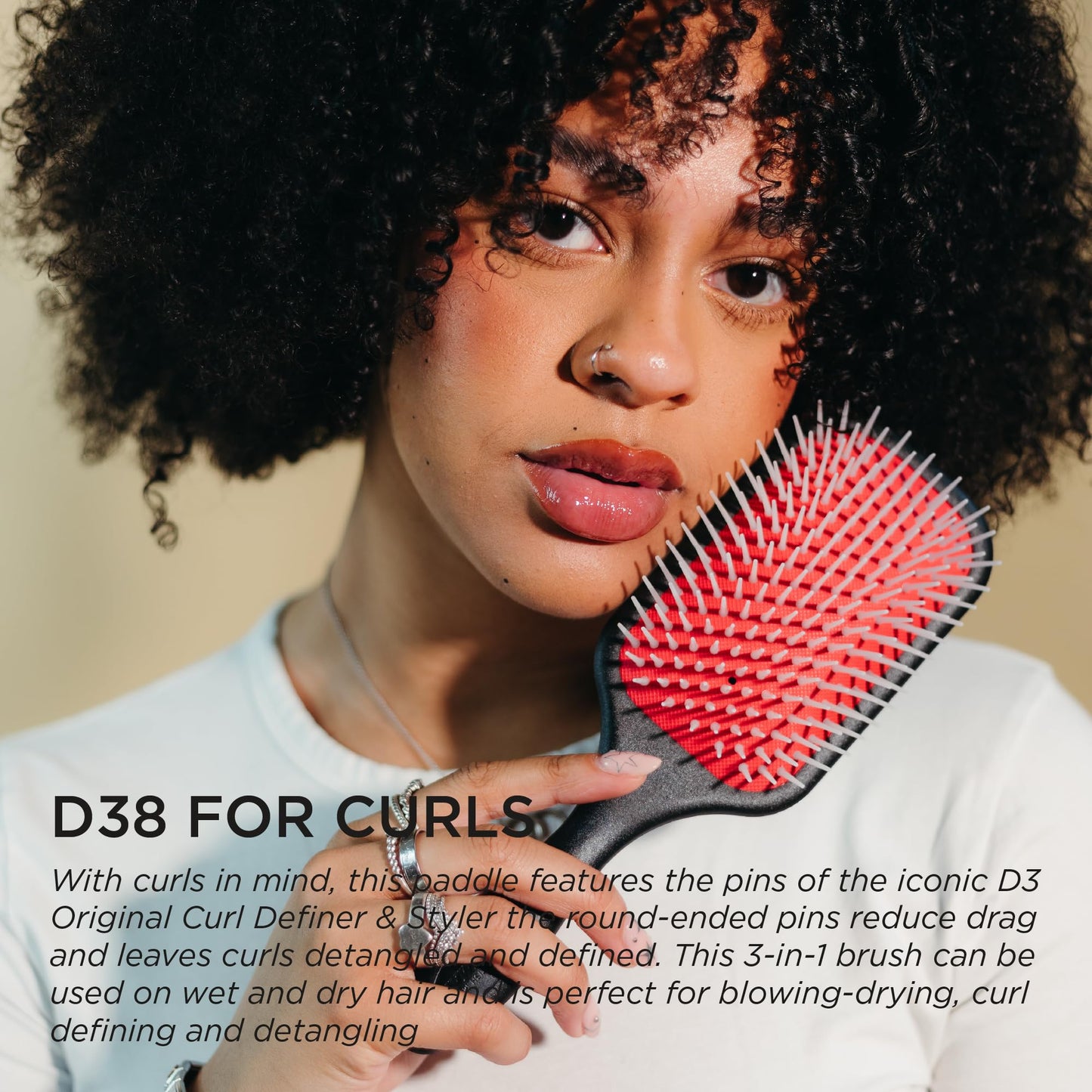 Denman Detangling & Styling Paddle Brush – Wet or Dry Hair Detangler & Styler for Curly, Coily, Straight, Thick & Long Hair – Ideal for Women & Men