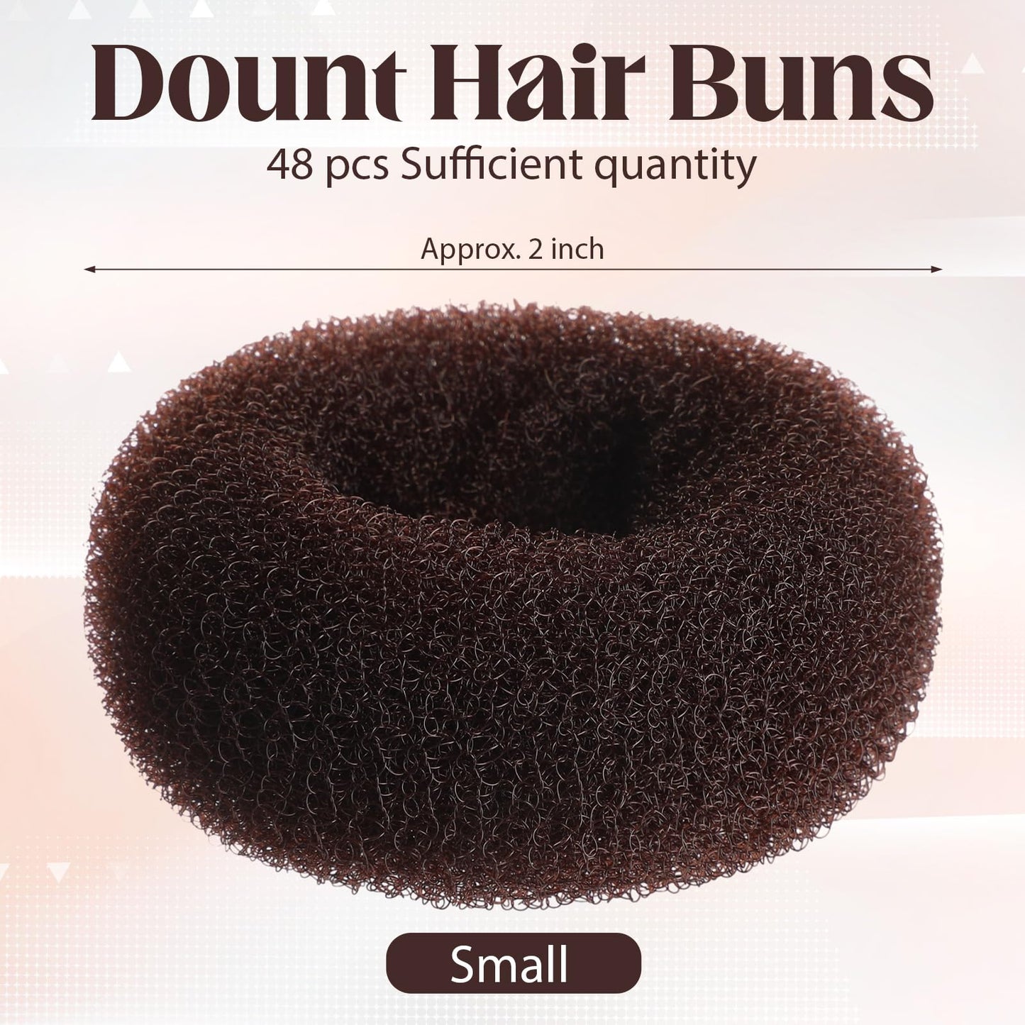 XunYee 48 Pcs Hair Donut Maker, Brown Large Hair Bun Rings for Ballet Style, Bulk Doughnut Shaper for Women and Girls (2.3 Inch)