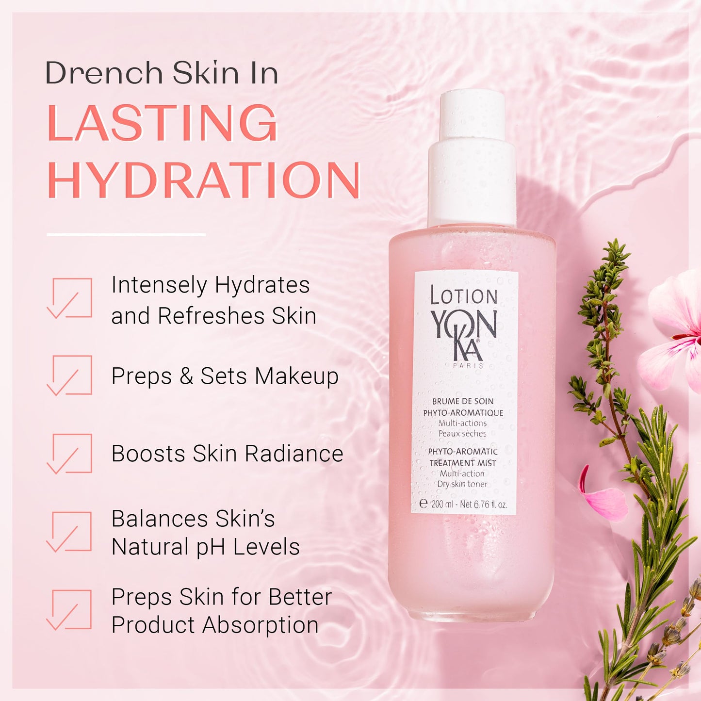 Yon-Ka PS Hydrating Face Toner | Calming Daily Face Mist with Botanical Plant Extracts for Dry & Sensitive Skin | Minimizes Pores and Treats Redness | Alcohol-Free and Paraben-Free | 6.76 oz