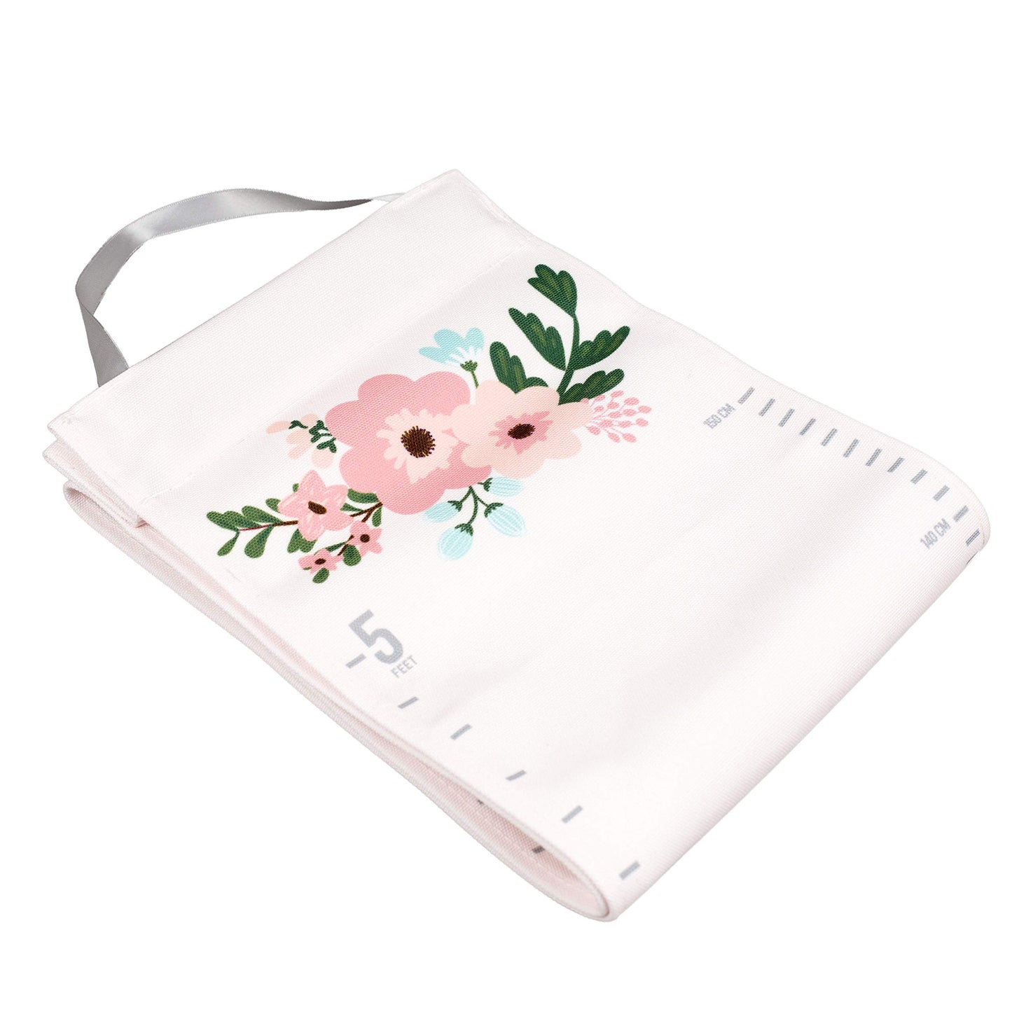 Pearhead Floral Wall Growth Chart for Girls, Kids Height Measuring Chart, Wall Decor for Girls Bedroom Or Nursery, Baby Growth Chart, Though She Be Little She is Fierce