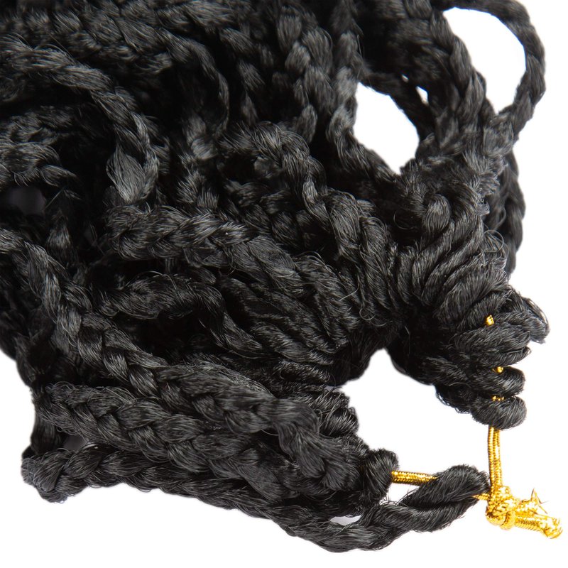 18 Inch Goddess Box Braids Crochet Braids Hair with Full Curly Braids Synthetic Premium Fiber Braiding Hair 5Packs/Lot 1B#