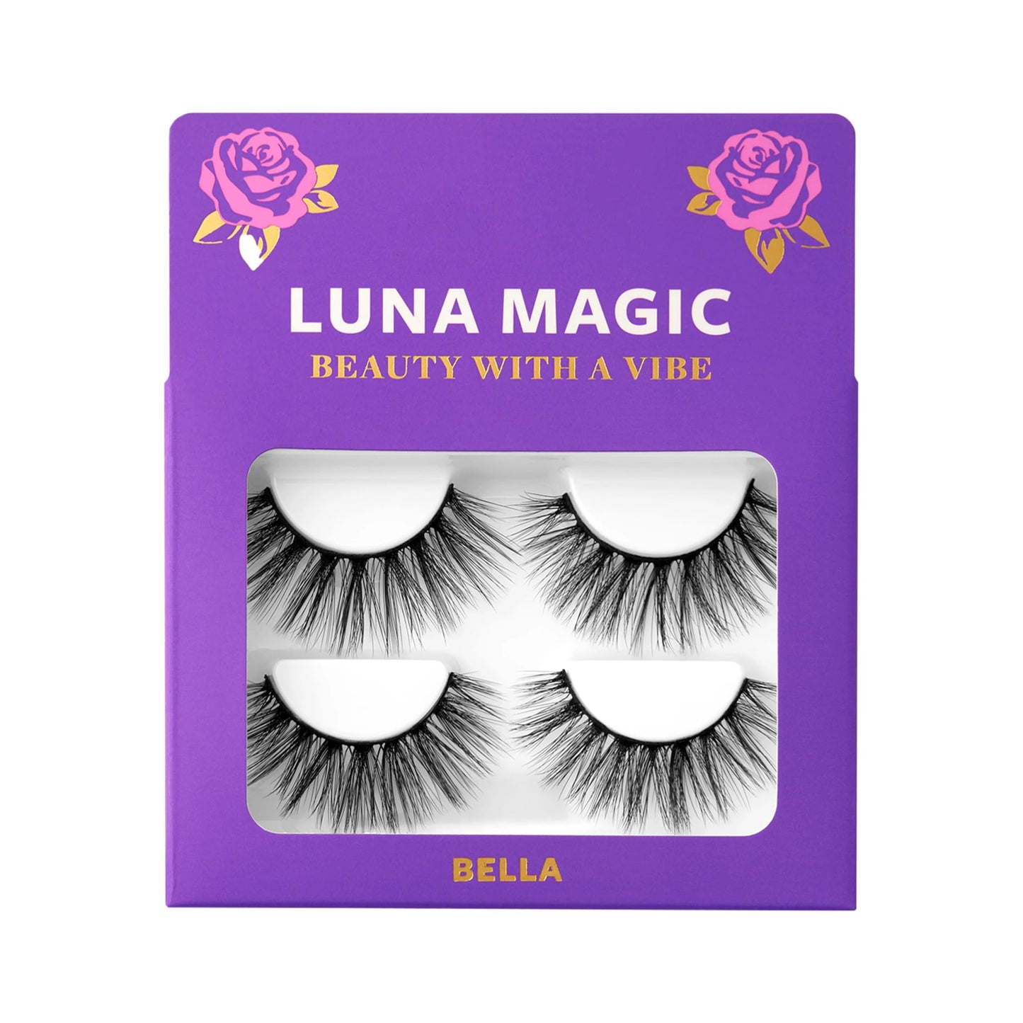 Luna Magic Bella Faux Mink Wispy Lashes with Soft Band, Reusable up to 10x, Lightweight Eye-Enhancing Design for Natural or Dramatic Eye Looks - Vegan & Cruelty-Free Eyelashes - 13MM – 3 Pair
