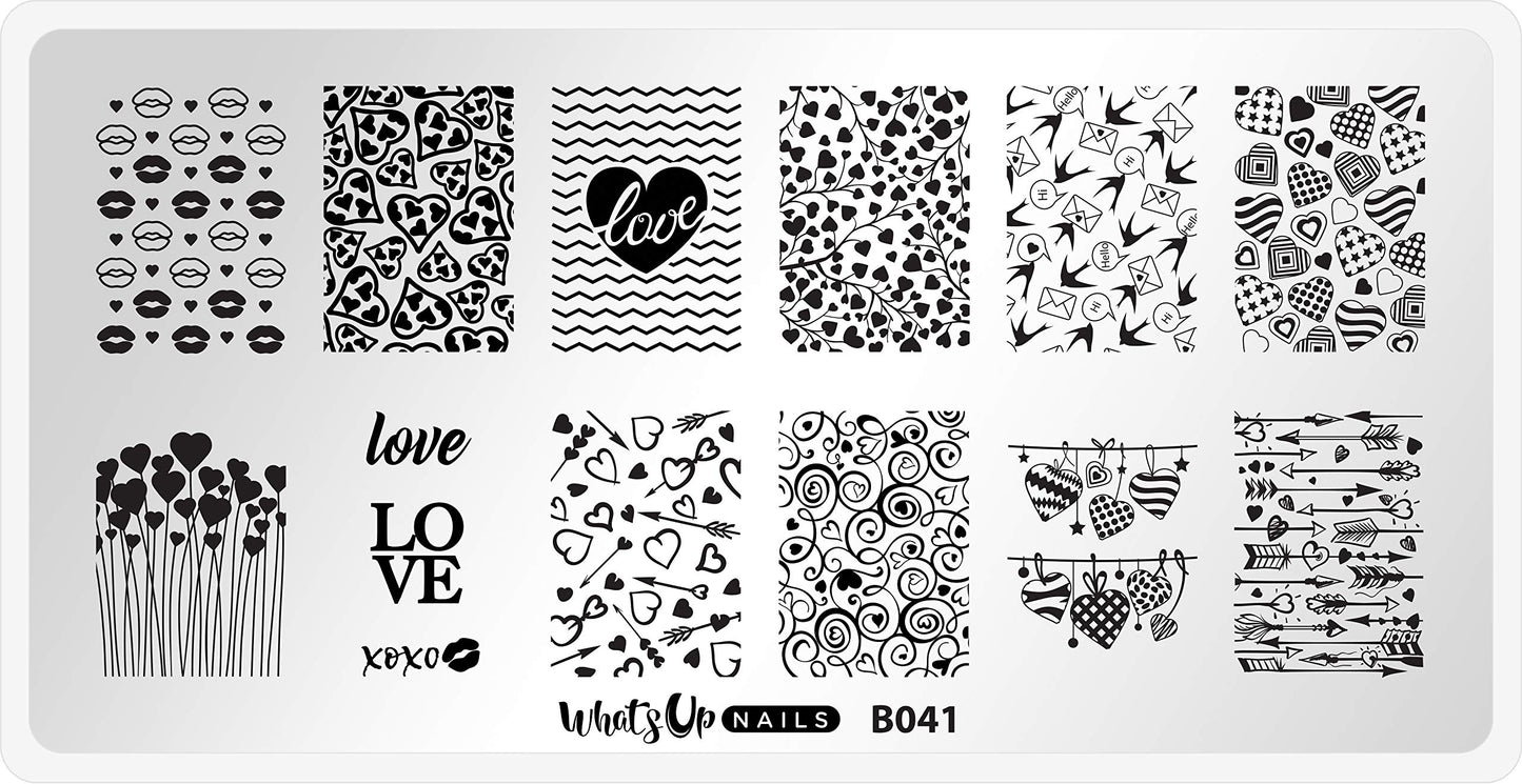 Whats Up Nails - Valentine's Day Stamping Plates 2 pack (B024, B041) for Nail Art Design