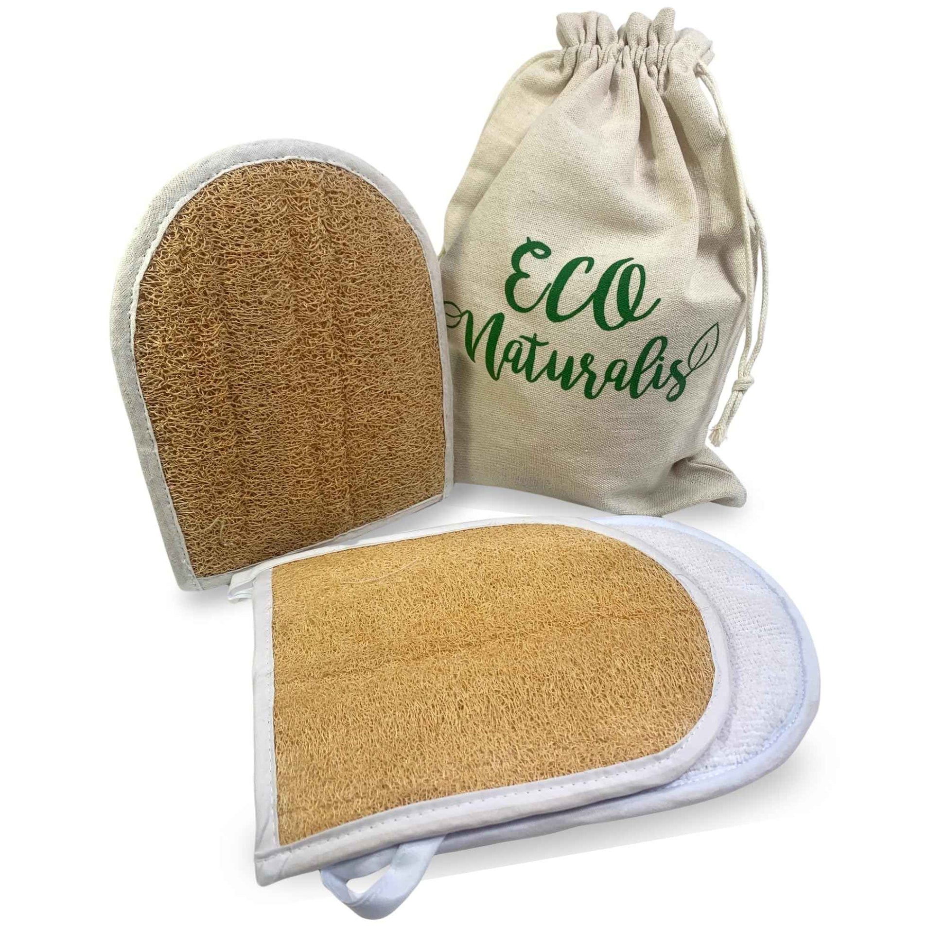 Loofah Exfoliating Glove. Handmade Double-Sided Mitt. Natural Loofah Bath Sponges for Men & Women. Organic, Biodegradable & Perfect for Daily Use. Your Skin Will Thank You. 3 Pack.