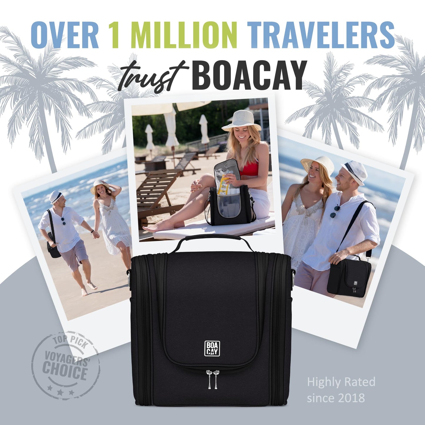 BOACAY Extra Large Hanging Travel Toiletry Bag for Women and Men, Makeup Bag, Bathroom & Shower Organizer Kit for Accessories, Cosmetics, Essentials