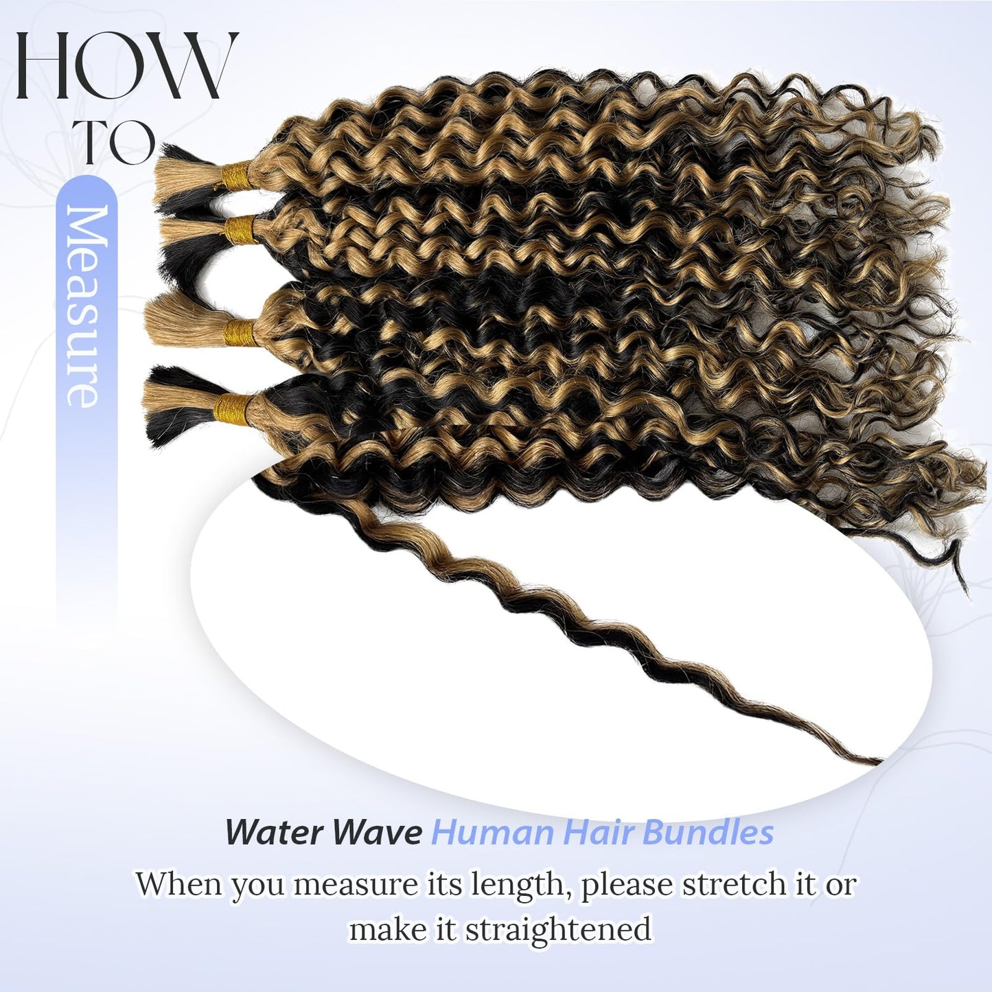 Blonde Human Braiding Hair 18 Inch Deep Water Wave Boho Human Hair for Braiding Color #24 Light Blonde Bundles 100% Burmese Human Hair for Boho Braids Two Bundles 100G Weft and Wavy Curly Bulk Hair