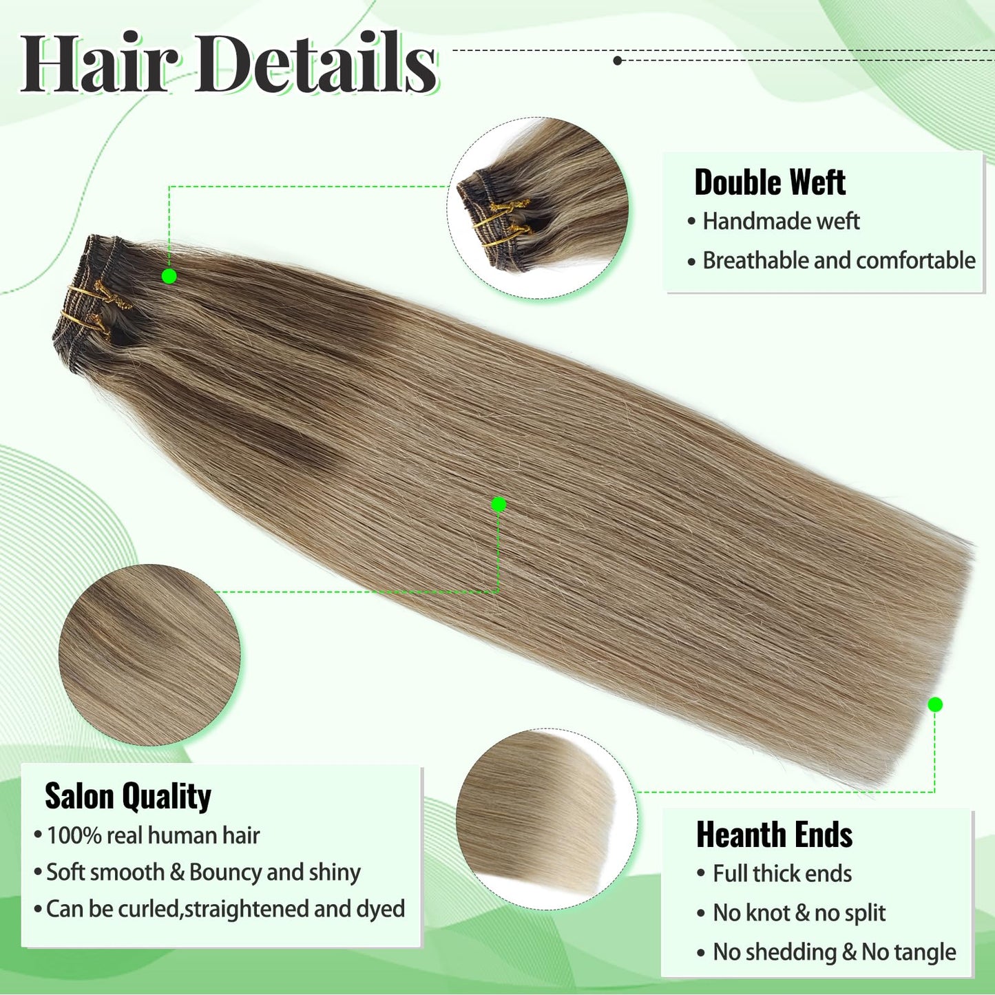 Human Hair Extensions Clip in Golden Blonde Highlights Medium Blonde Clip in Hair Extensions Real Human Hair 5 Pieces 14 Inch Remy Hair Seamless Clip ins Extensions Human Hair Silky Straight 70g