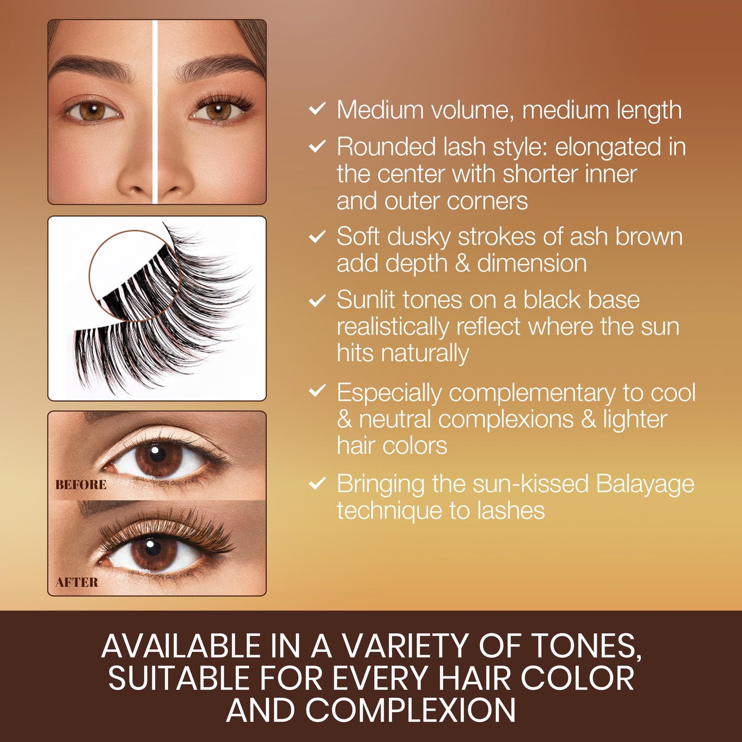 Ardell Balayage Wispies False Eyelashes - Ash Brown, False Lashes Natural Wispy Lashes with Ultra Thin Band for Gradient Lash Effect, 4 Pack