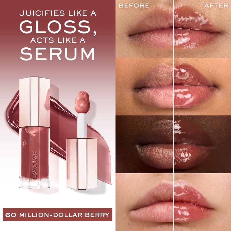 Lancôme Lip Idôle JuicyTreat Oil-in-Gloss -24HR Hydrating Gloss with Squalane for Instant Shine - 60 Million Dollar Berry
