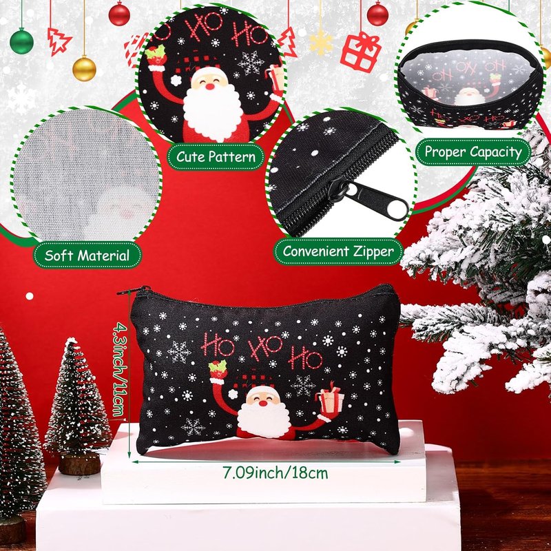 **Christmas Gift Set - 30-Piece Makeup Bags & Ornaments for Women | Santa & Snowman Designs**