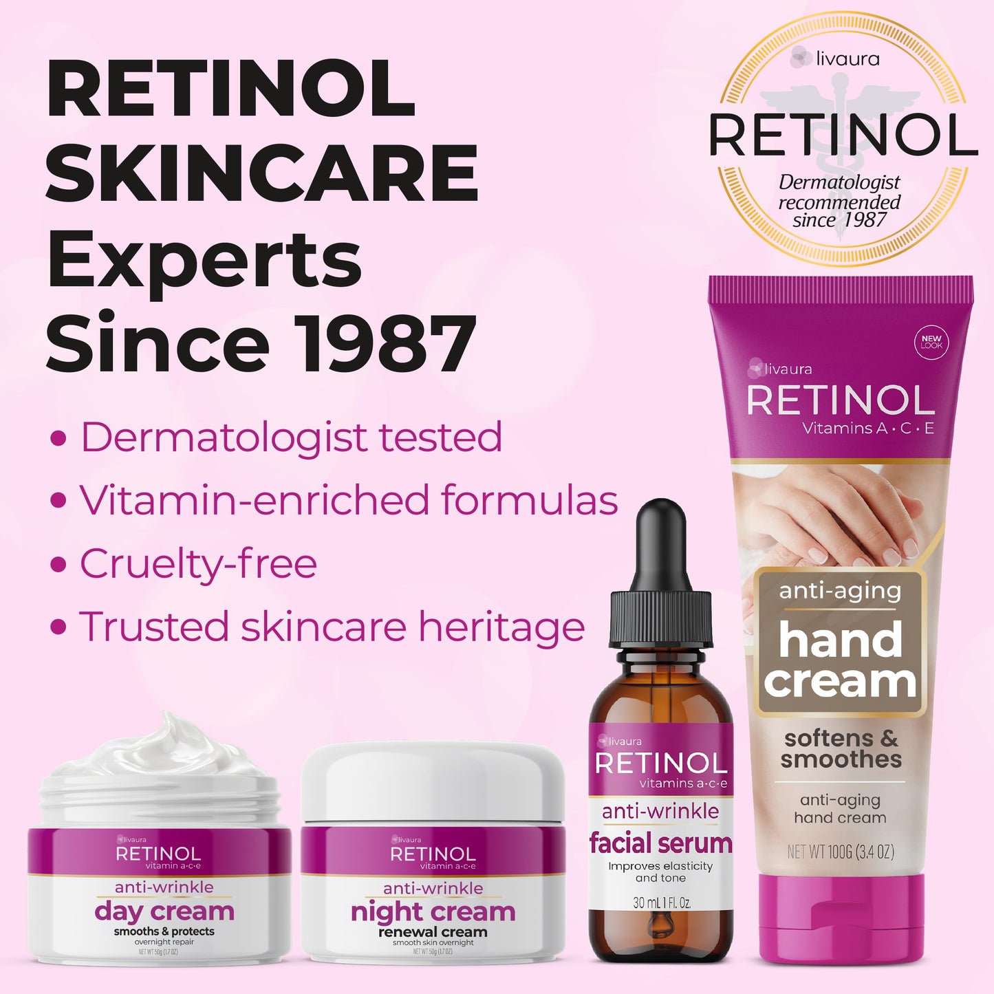 LIVAURA Retinol Anti-Aging Hand Cream – Moisturizing Hand Lotion for Dry Cracked Hands, Non Greasy Moisturizer for Women & Men, Travel Size Hands Cream for Daily Care, For Dry Hands