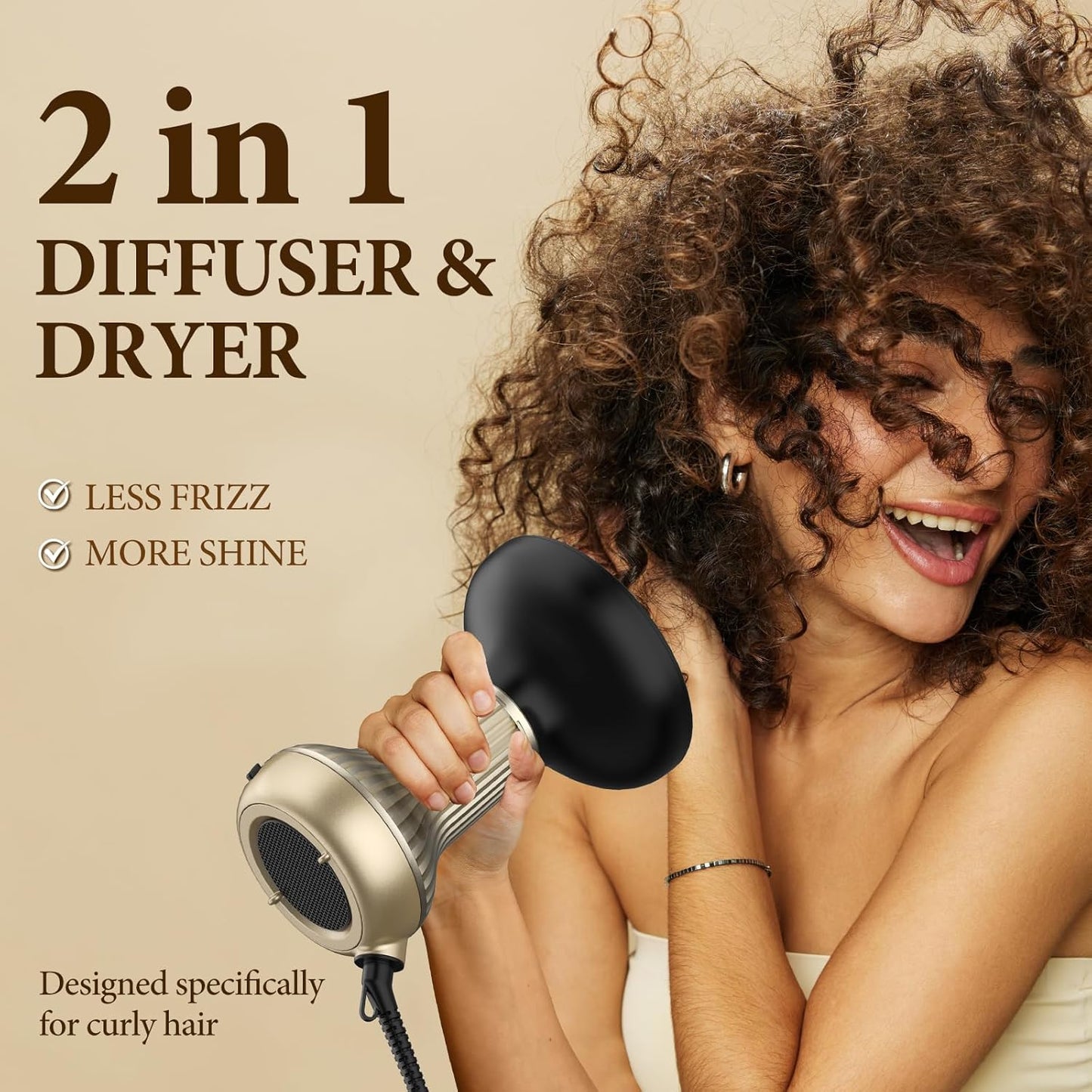 BAUTIA Hair Dryer Diffuser for Curly Hair - Lightweight Volumizing Tool | Easy to Use