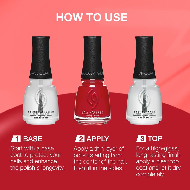 China Glaze CG Nail Lacquer Cozy Crimson – Cherry Red Nail Polish Quick Dry, Chip Resistant Glossy Finish for Salon & DIY Manicure, 0.5 fl oz