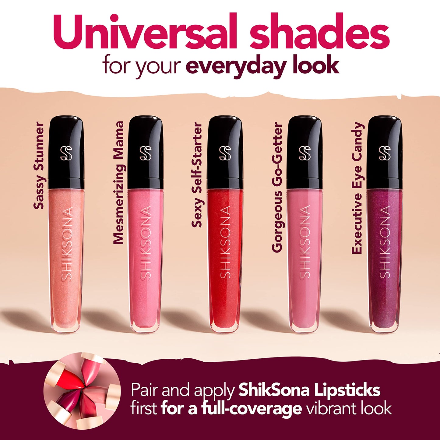 ShikSona High Shine Lip Gloss | Hydrating, Vegan, Non-Sticky Lipgloss in a Timeless, Universal Color | Sassy Stunner (Sheer Peach with Pink Shimmer)