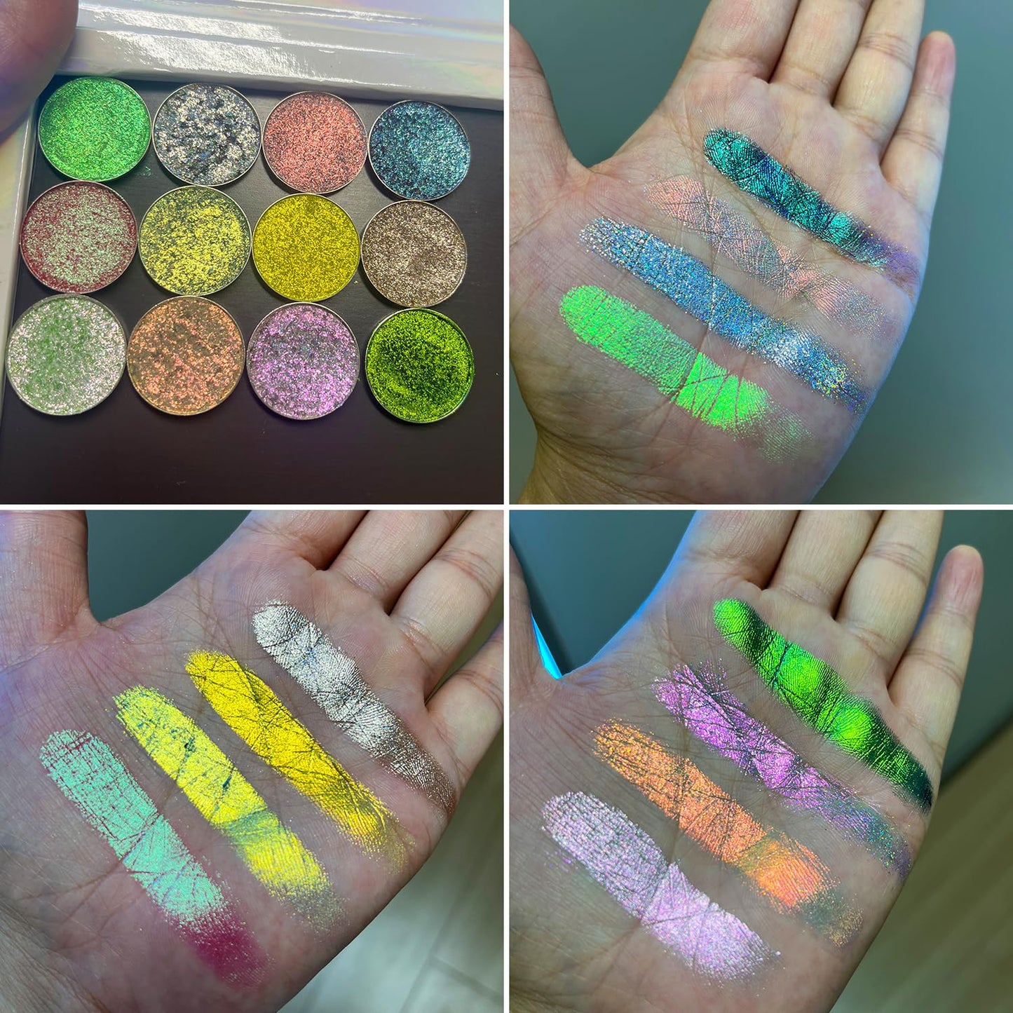 SZDYM Chameleon Multichrome Eyeshadows,1 Pot=3 Shifting Colors, Single Eyeshadow Pot,Vegan Neon-Rainbow Shift,Pure Mineral Pigments, Long-Lasting Silk Glide,Smooth and Highly Pigmented shade