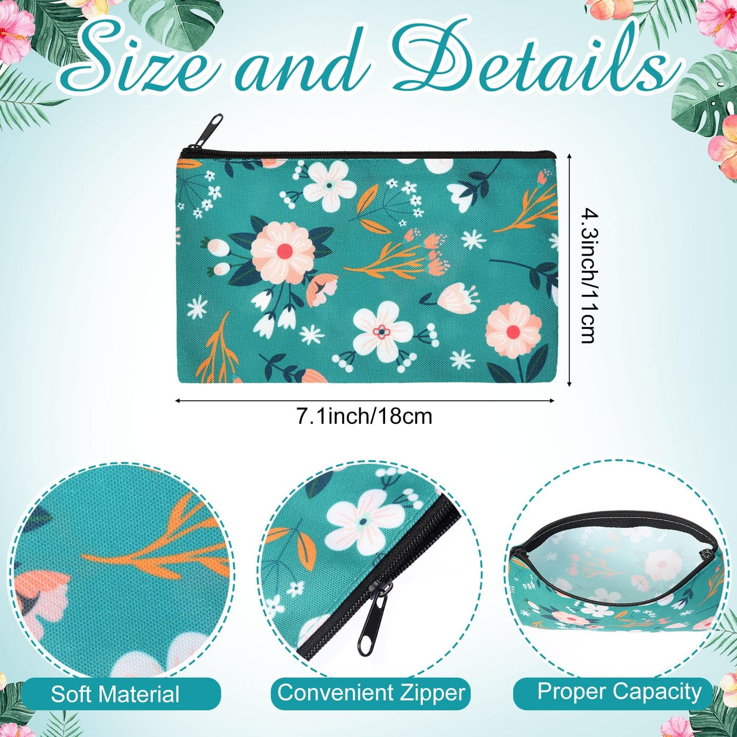 Reginary 20 Pcs Makeup Bags Gifts for Women Canvas Cosmetic Bags with Zipper Mothers Day Bulk Gift Travel Purse Organizer Pouch Accessory, Toiletry Large Capacity,7 x 4.3 Inch