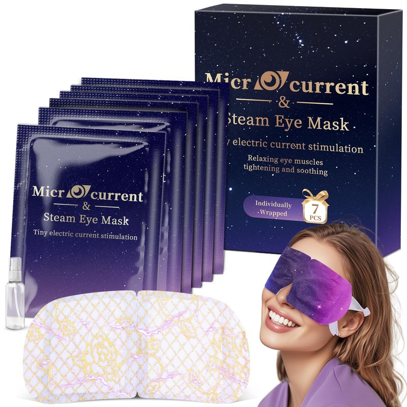 ZHENYEMEI 14Packs Microcurrent Heated Eye Mask for Dry Eye, Sleep Steam Eye Masks Disposable Self Heating for Warm Compress Dark Circles Puffiness Relief Fatigue Travel Essentials Gift for Women Men