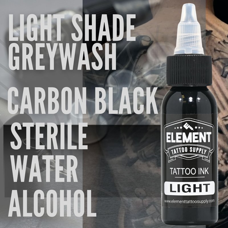 Element Tattoo Supply Greywash Tattoo Ink Set Professional Tattooing Supplies Light Medium and Dark Shades for Outlining Shading and Blending 4oz Bottles